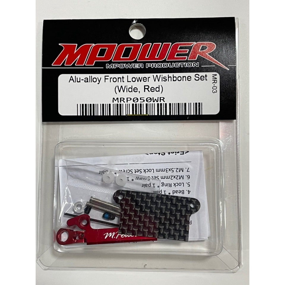 Mpower MRP050WR Alu-alloy Front Lower Wishbone Set (MR-03, Wide, Red)