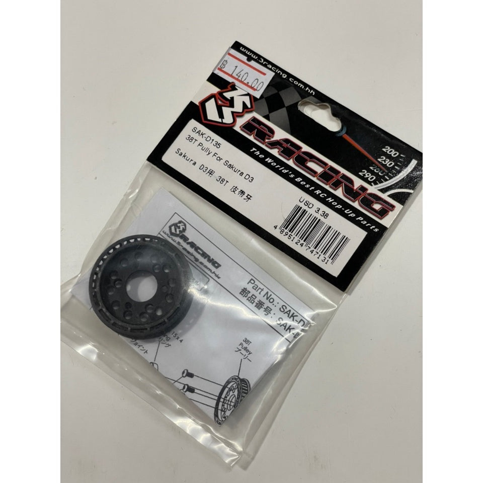 3Racing SAK-D135 38T PULLY FOR SAKURA D3