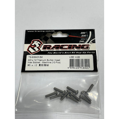 3Racing TS-BSM312M M3 x 12 Titanium Button Head Hex Socket - Machine (10 Pcs)