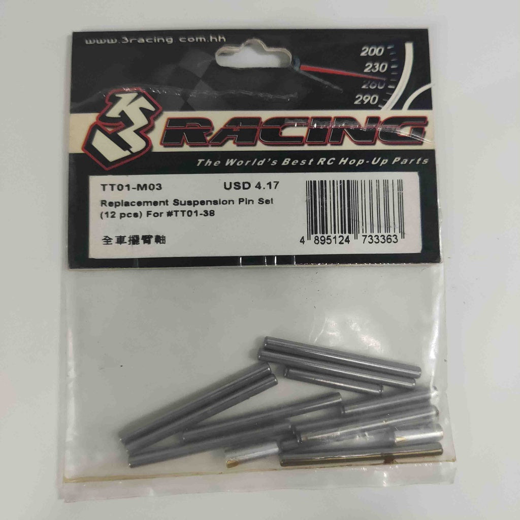 3Racing Tamiya TT-01 Type-E Option Replacement Suspension Pin Set (12 pcs) For #TT01-38 - 3Racing TT01-M03  [TT01-M03]