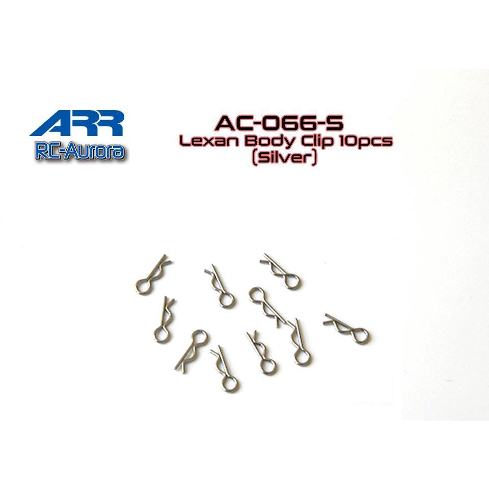 RC Aurora AC-066-S Lexan Body Clip 10pcs (Silver)