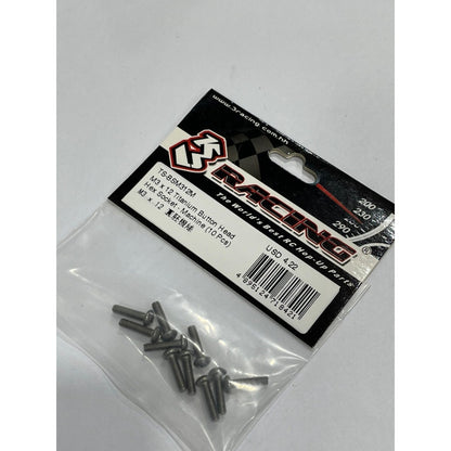 3Racing TS-BSM312M M3 x 12 Titanium Button Head Hex Socket - Machine (10 Pcs)