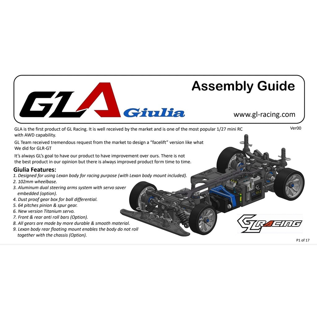 GL-racing GLA-GIULIA-SET GLA-Giulia 1/27 4WD Chassis (w/o Servo, ESC)