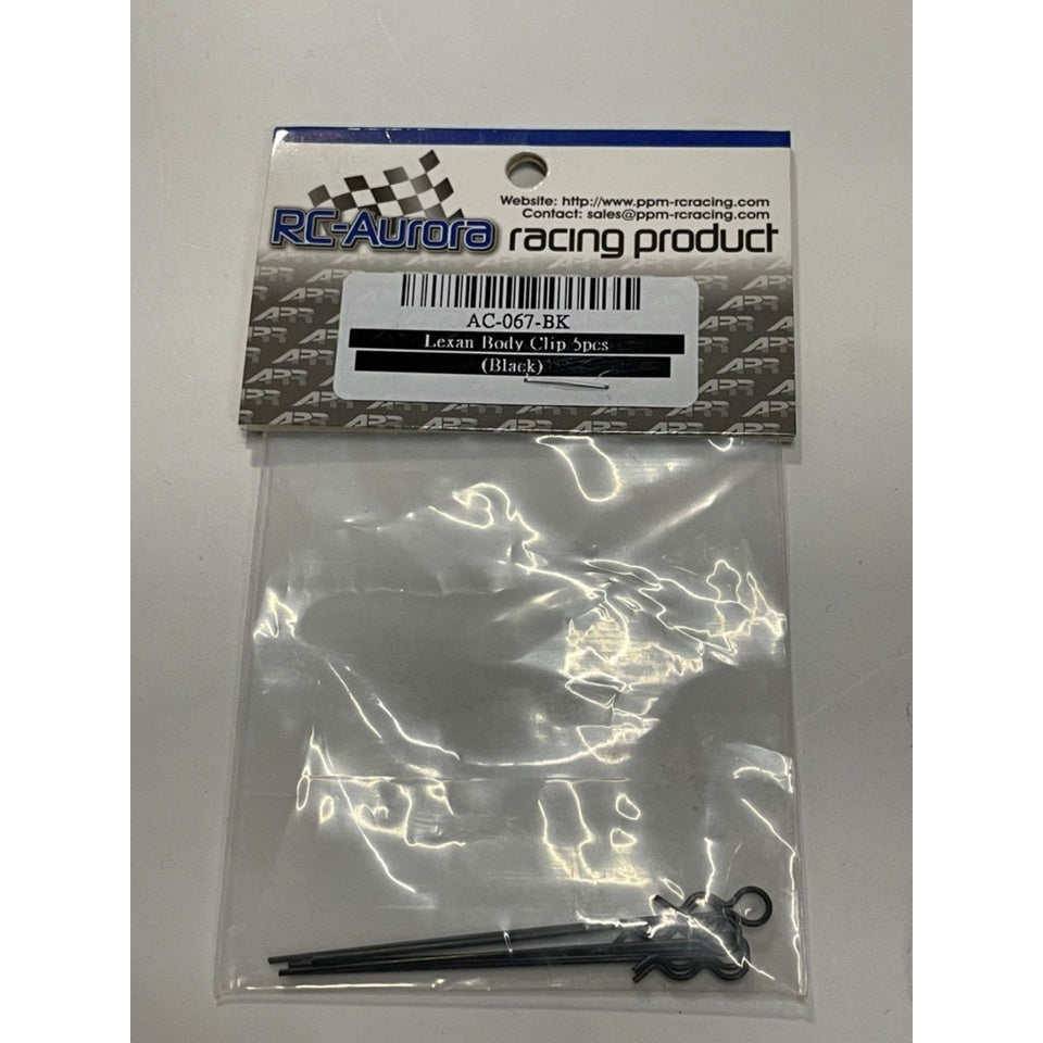 RC Aurora AC-067-BK Lexan Body Clip 5pcs (Black)