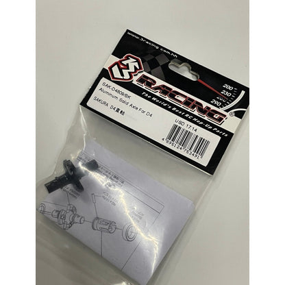 3 Racing SAK-D4809/BK ALUMINUM SOLID AXLE FOR D4