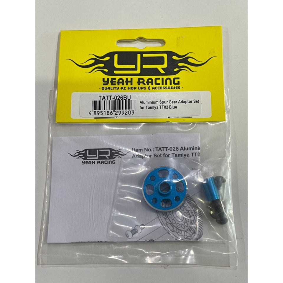 Yeahracing TATT-026BU Aluminium Spur Gear Adaptor Set for Tamiya TT02 Blue TATT-026BU