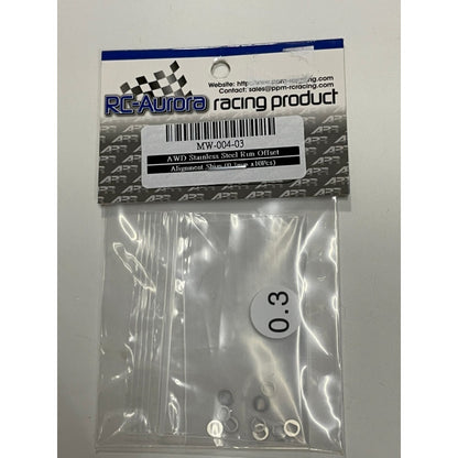 RC Aurora MW-004-03 AWD Stainless Steel Rim Offset Alignment Shim (0.3mm x10Pcs)