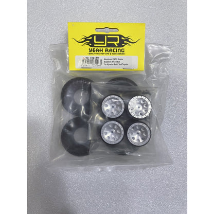 Yeah Racing WL-0161SV ALUMINUM CNC 8 SPOKE BEADLOCK WHEEL SET FOR KYOSHO MINI-Z 4X4 TOYOTA