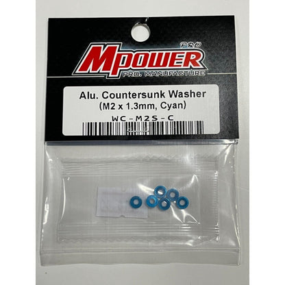 Mpower WC-M2S Alu-alloy Countersunk Washer (M2×1.3mm, Blue)