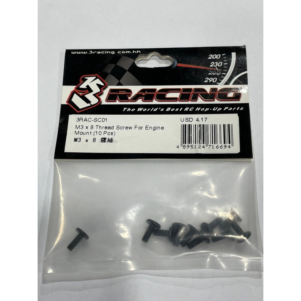 3Racing 3RAC-SC01 M3 x 8 Thead Screw For Engine Mount (10 Pcs)