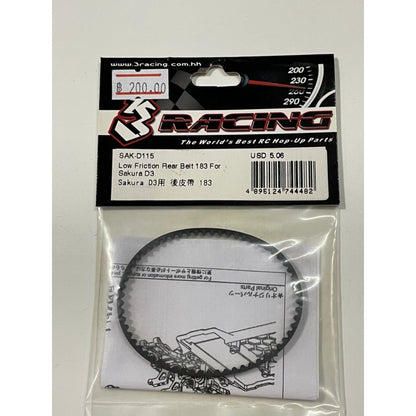 3Racing SAK-D115 LOW FRICTION REAR BELT 183 FOR SAKURA D3