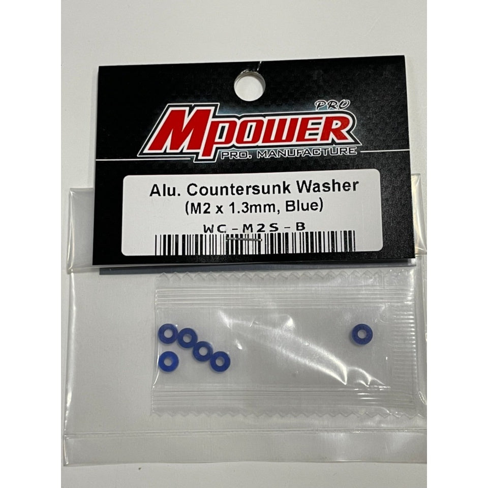 Mpower WC-M2S Alu-alloy Countersunk Washer (M2×1.3mm, Blue)