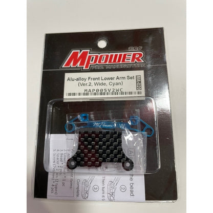 Mpower MAP005V2WC Alu-alloy Front Lower Arm Set Ver.2 (Wide/Cyan)