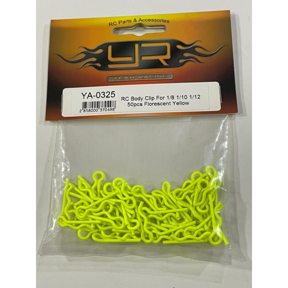 Yeah Racing YA-0325 RC Body Clip For 1/8 1/10 1/12 50pcs Florescent Yellow