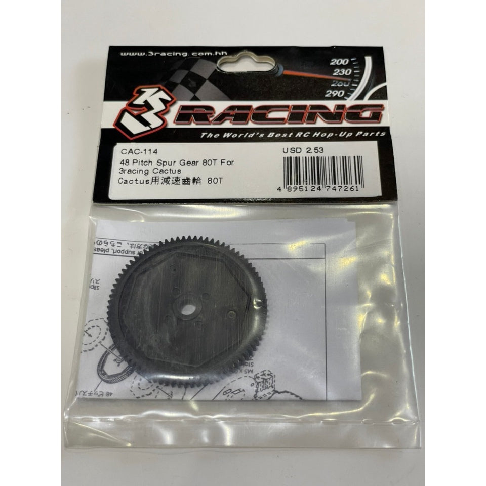 3 Racing CAC-114 48 PITCH SPUR GEAR 80T FOR 3RACING CACTUS