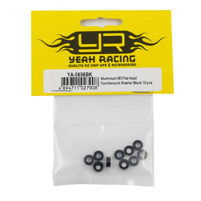 Yeah racing ALUMINUM M3 FLAT HEAD COUNTERSUNK WASHER BLACK 10 PCS YA-0656BK