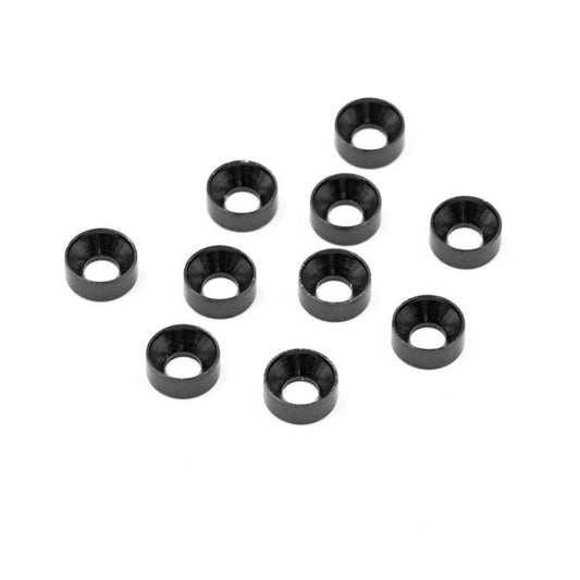 Yeah racing ALUMINUM M3 FLAT HEAD COUNTERSUNK WASHER BLACK 10 PCS YA-0656BK