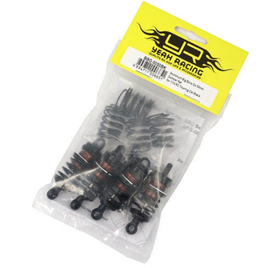 Yeah racing ALUMINUM BIG BORE GO 50MM DAMPER SET 4PCS FOR 1/10 RC TOURING CAR BLACK BBG-0050BK